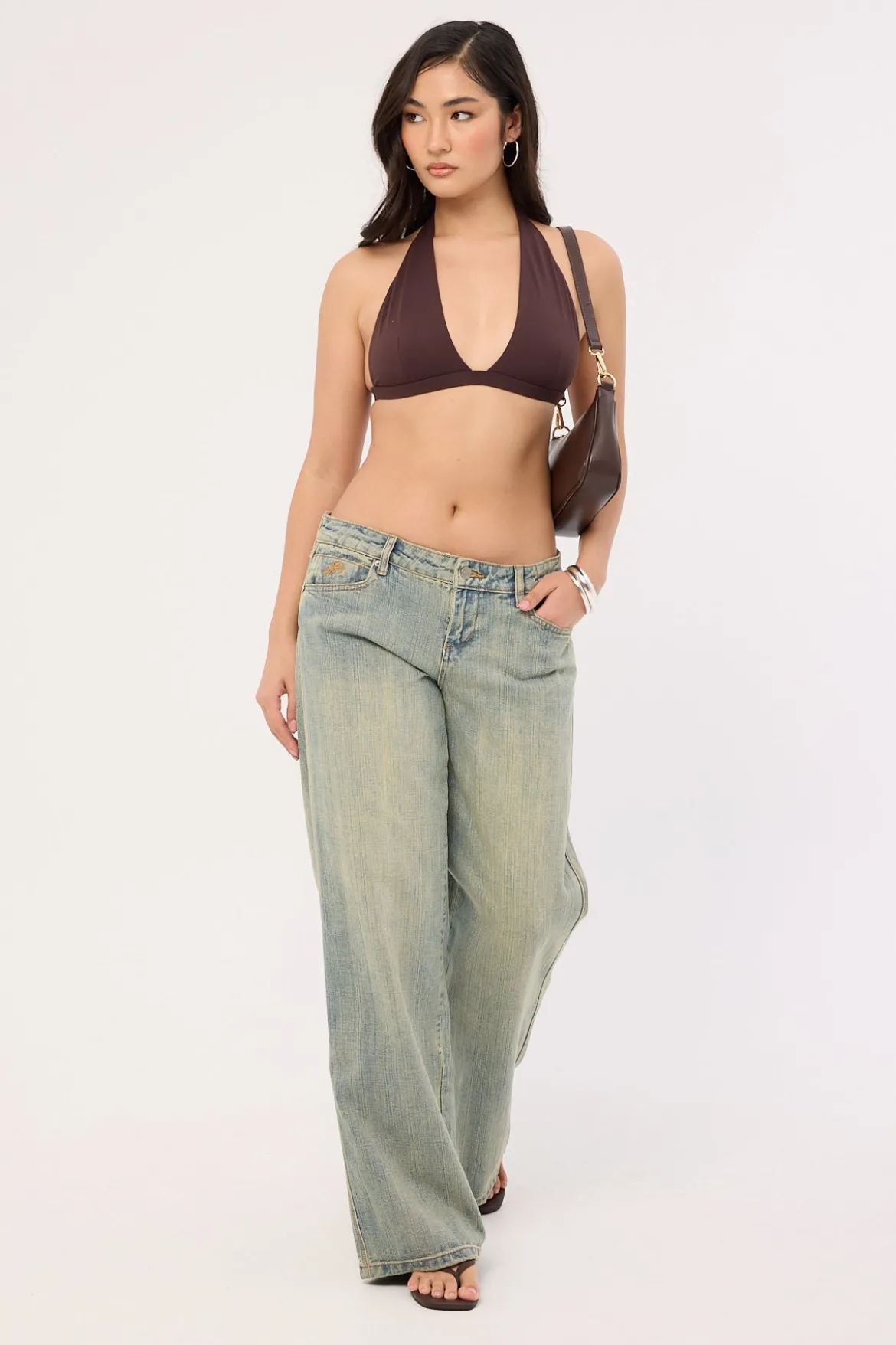 Recycled Halter Bralette Brown