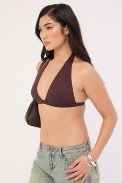 Recycled Halter Bralette Brown