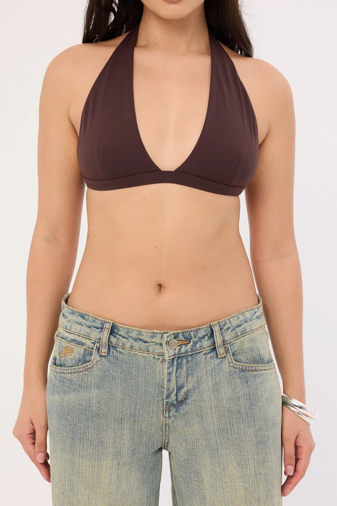 Recycled Halter Bralette Brown