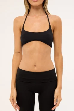 Recycled Halter Scoop Bralette Black