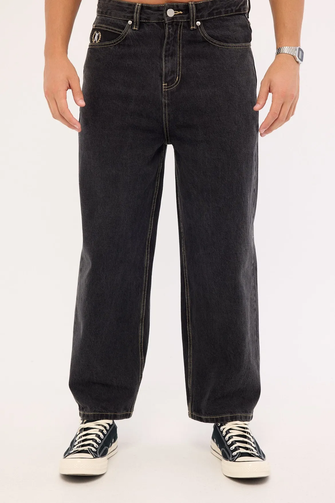 Refine Baggy Jean Washed Black