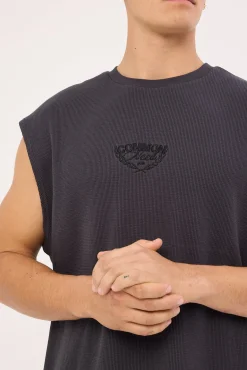 Refine Waffle Muscle Tank Asphalt