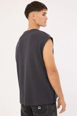 Refine Waffle Muscle Tank Asphalt