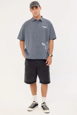 Reflekt Check Oversize Shirt Dark Teal Check