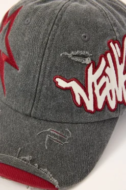 Reflekt Distressed Dad Cap Washed Black