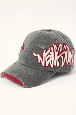 Reflekt Distressed Dad Cap Washed Black