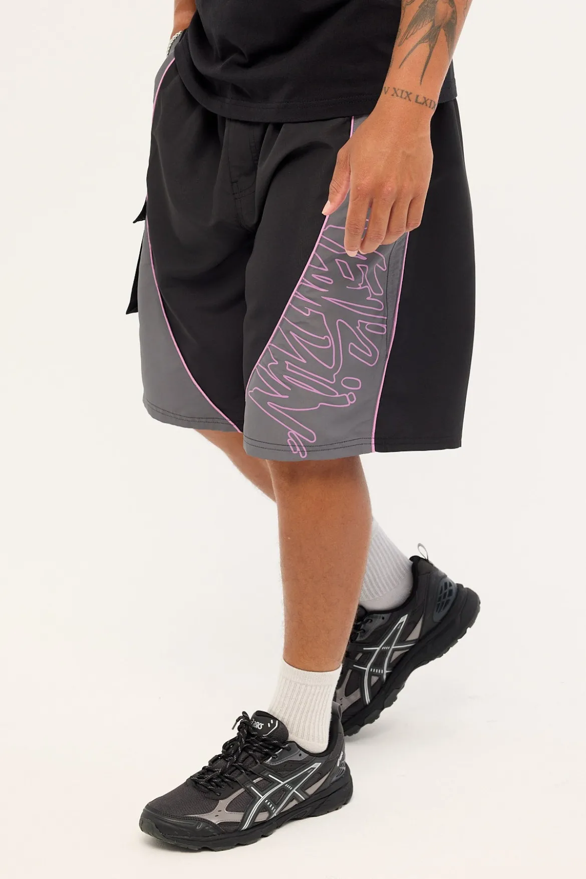 Reflekt Elastic Waist Cargo Boardshort Black/Grey