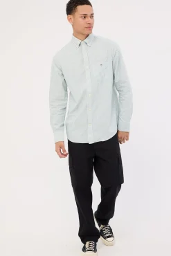 Reg Oxford Banker Stripe Shirt Deep Forest Green