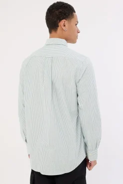 Reg Oxford Banker Stripe Shirt Deep Forest Green