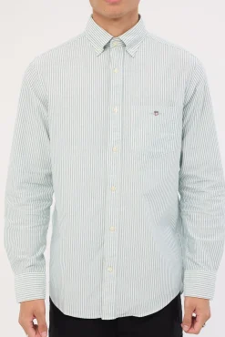 Reg Oxford Banker Stripe Shirt Deep Forest Green