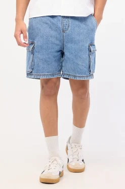 Relaxed Cargo Short Belmont Blue Denim