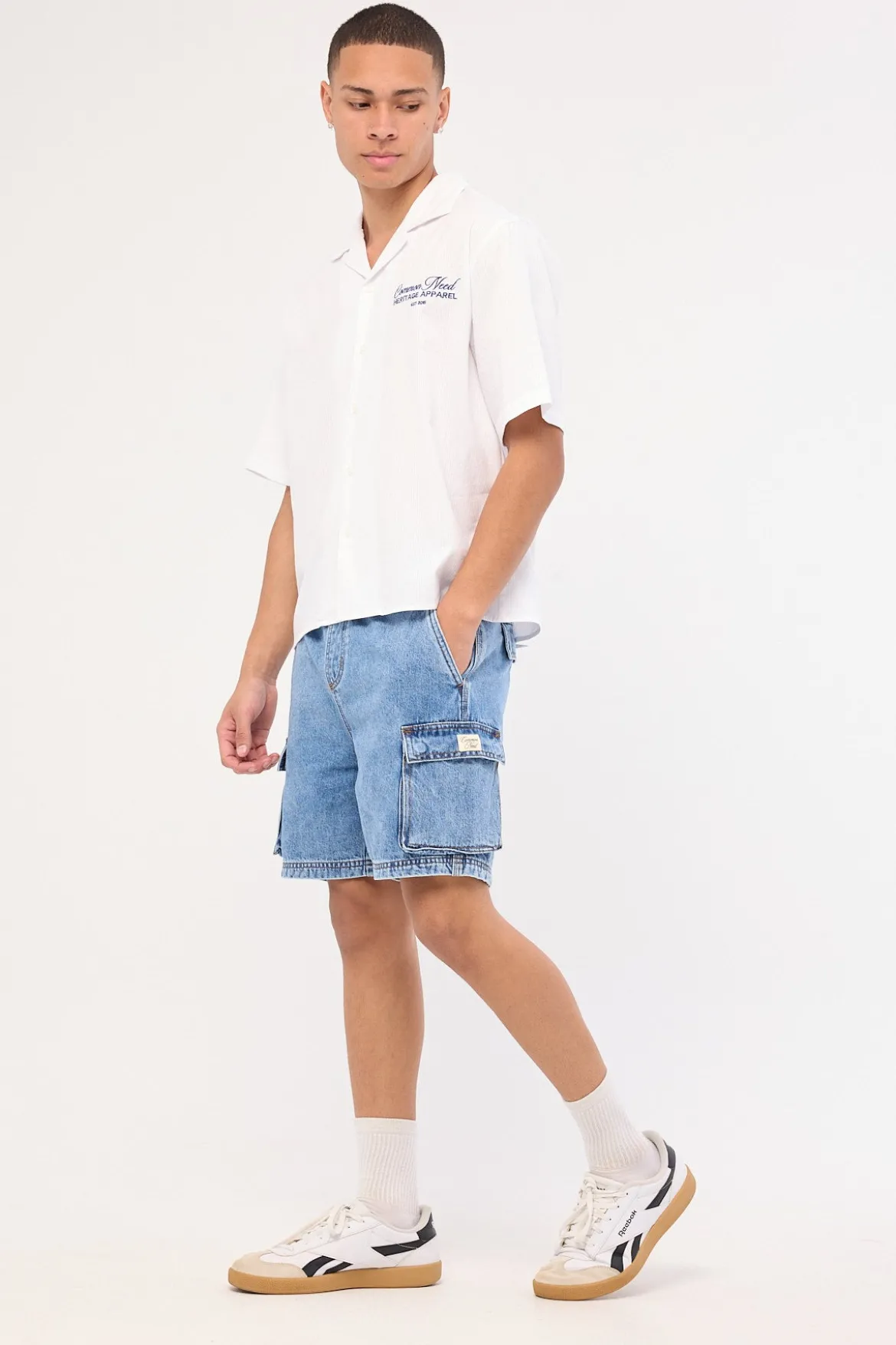 Relaxed Cargo Short Belmont Blue Denim