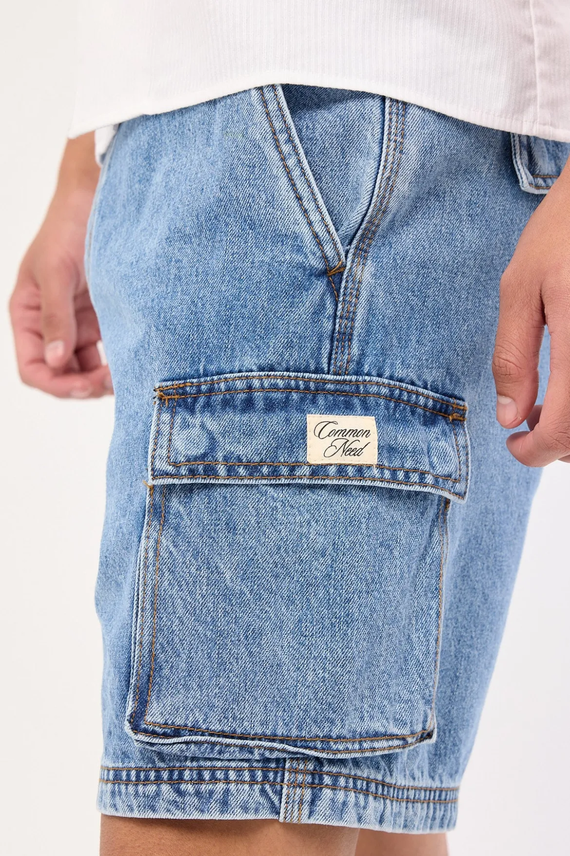 Relaxed Cargo Short Belmont Blue Denim