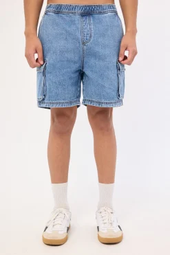 Relaxed Cargo Short Belmont Blue Denim