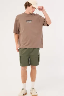 Relaxed Cargo Short Khaki Green