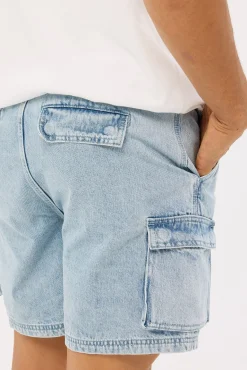 Relaxed Cargo Short Light Blue Denim