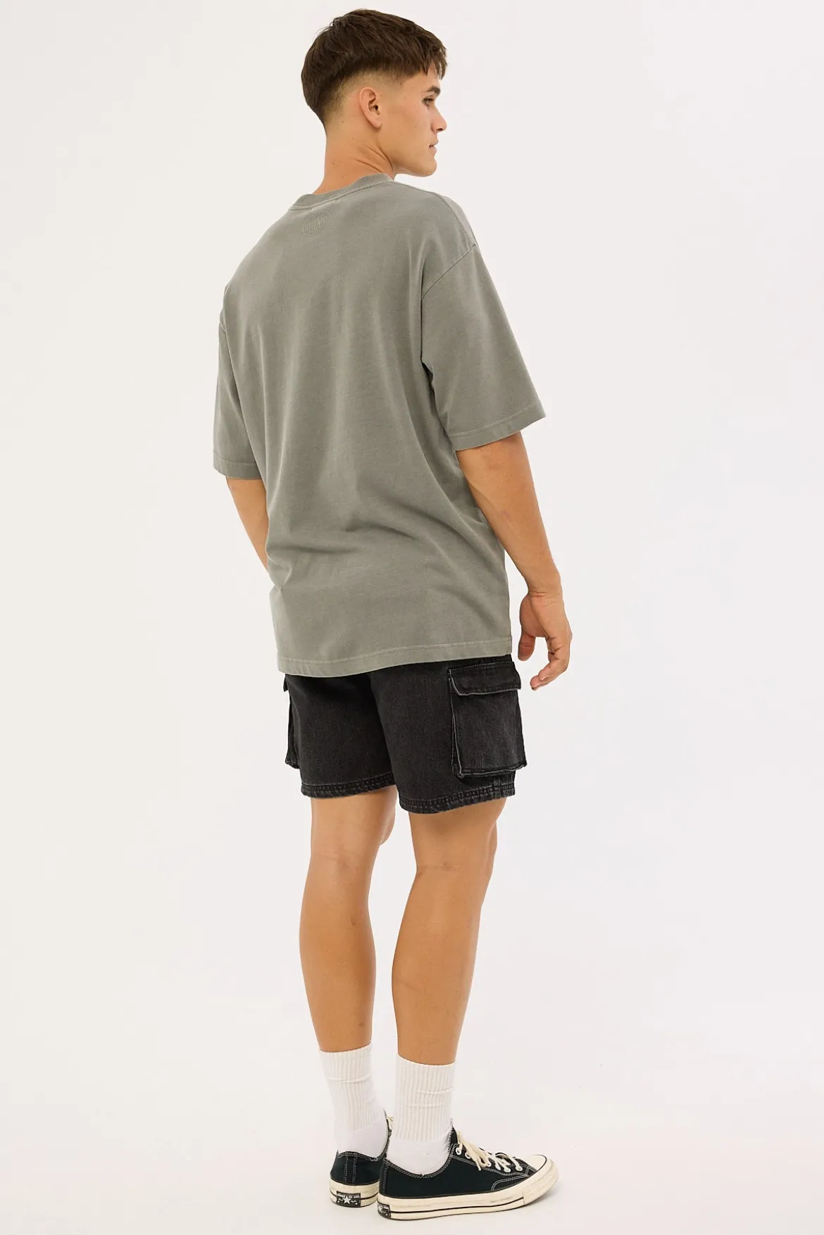 Relaxed Cargo Short Washed Black