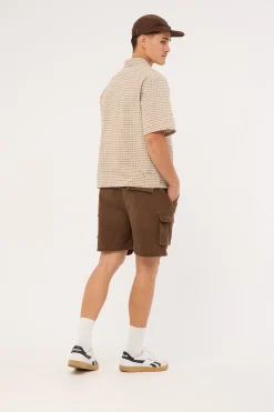 Relaxed Cargo Short Washed Brown