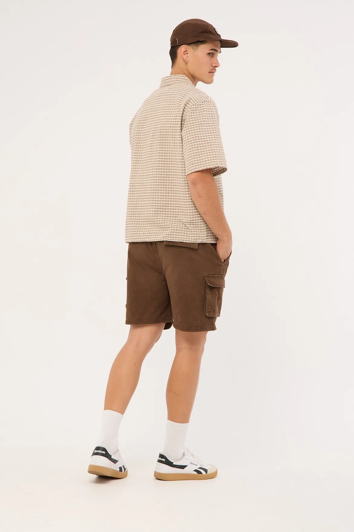 Relaxed Cargo Short Washed Brown