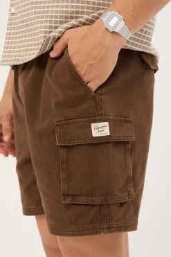 Relaxed Cargo Short Washed Brown
