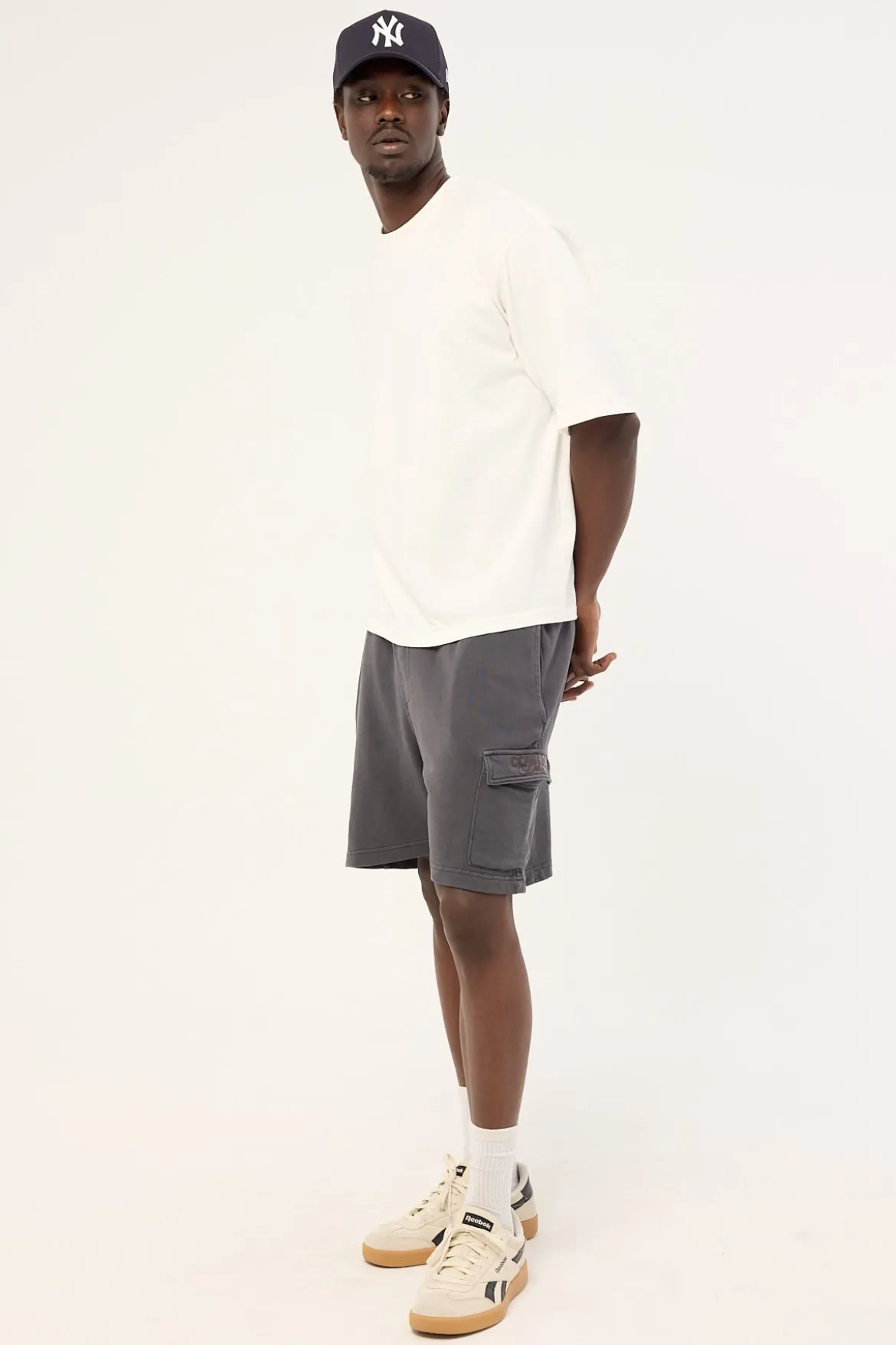 Relaxed Loopback Cargo Short Washed Black