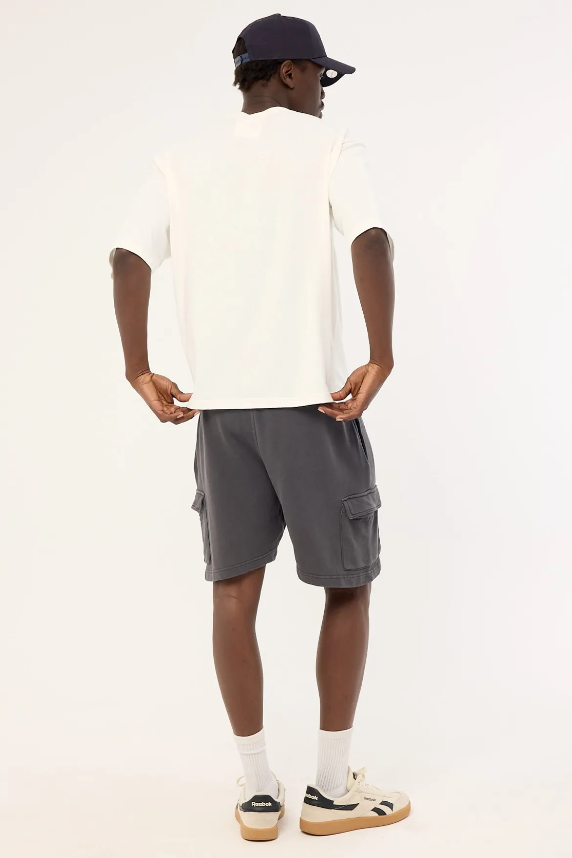 Relaxed Loopback Cargo Short Washed Black