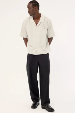 Relay Boxy Cropped Resort Shirt Oat Stripe