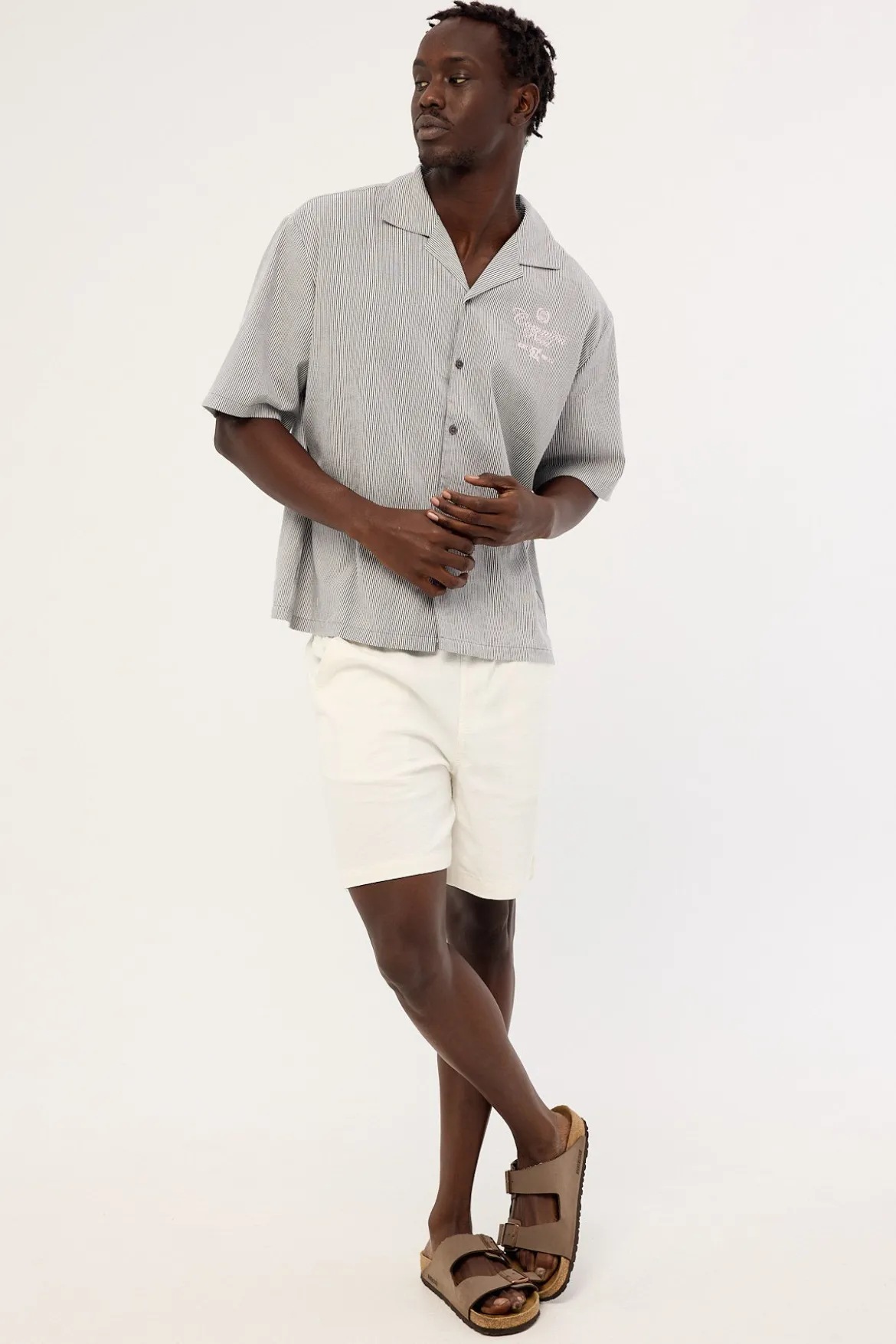 Relay Boxy Cropped Resort Shirt Off Black