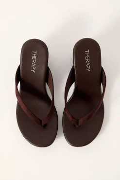 Ren Wedge Thong Heel Brown