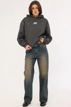 Requiem Street Relaxed Hoodie Pigment Washed Black