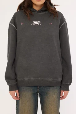 Requiem Street Relaxed Hoodie Pigment Washed Black