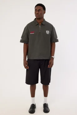 Reserved Cropped Quarter Zip Polo Charcoal