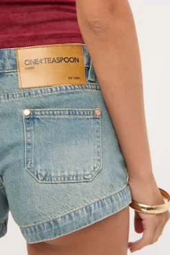 Retro Dukes Low Waist Mini Denim Shorts Texas Blue