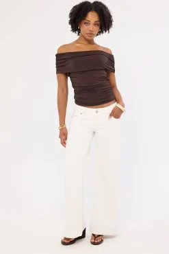 Rhiannon Off Shoulder Top Brown