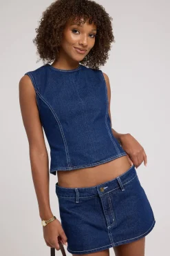 Rhode Mini Skort Blue Denim