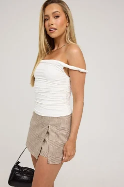 Rhyme Check Mid Rise Skort Brown Check