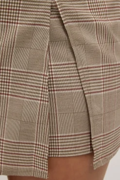 Rhyme Check Mid Rise Skort Brown Check