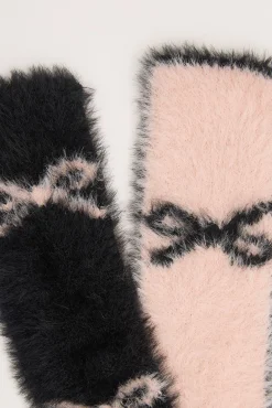 Ribbon Intarsia Skinny Scarf Pink/Black