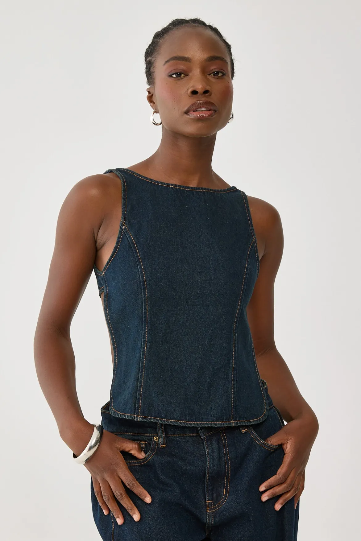 Rider Backless Top Indigo