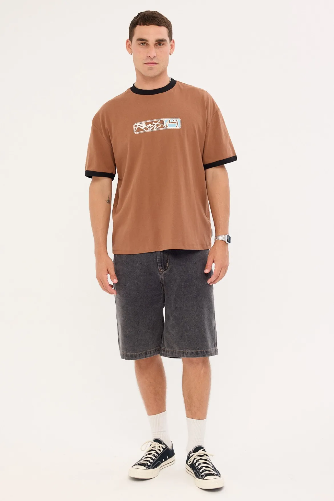 Riot Cropped Ringer Tee Pinecone