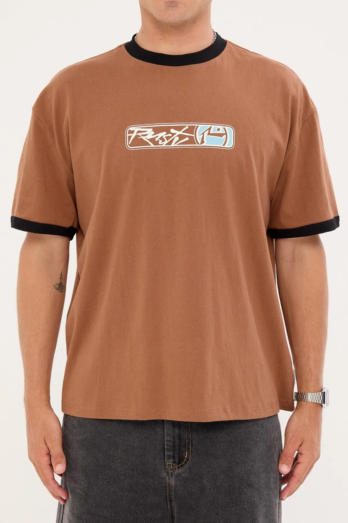 Riot Cropped Ringer Tee Pinecone