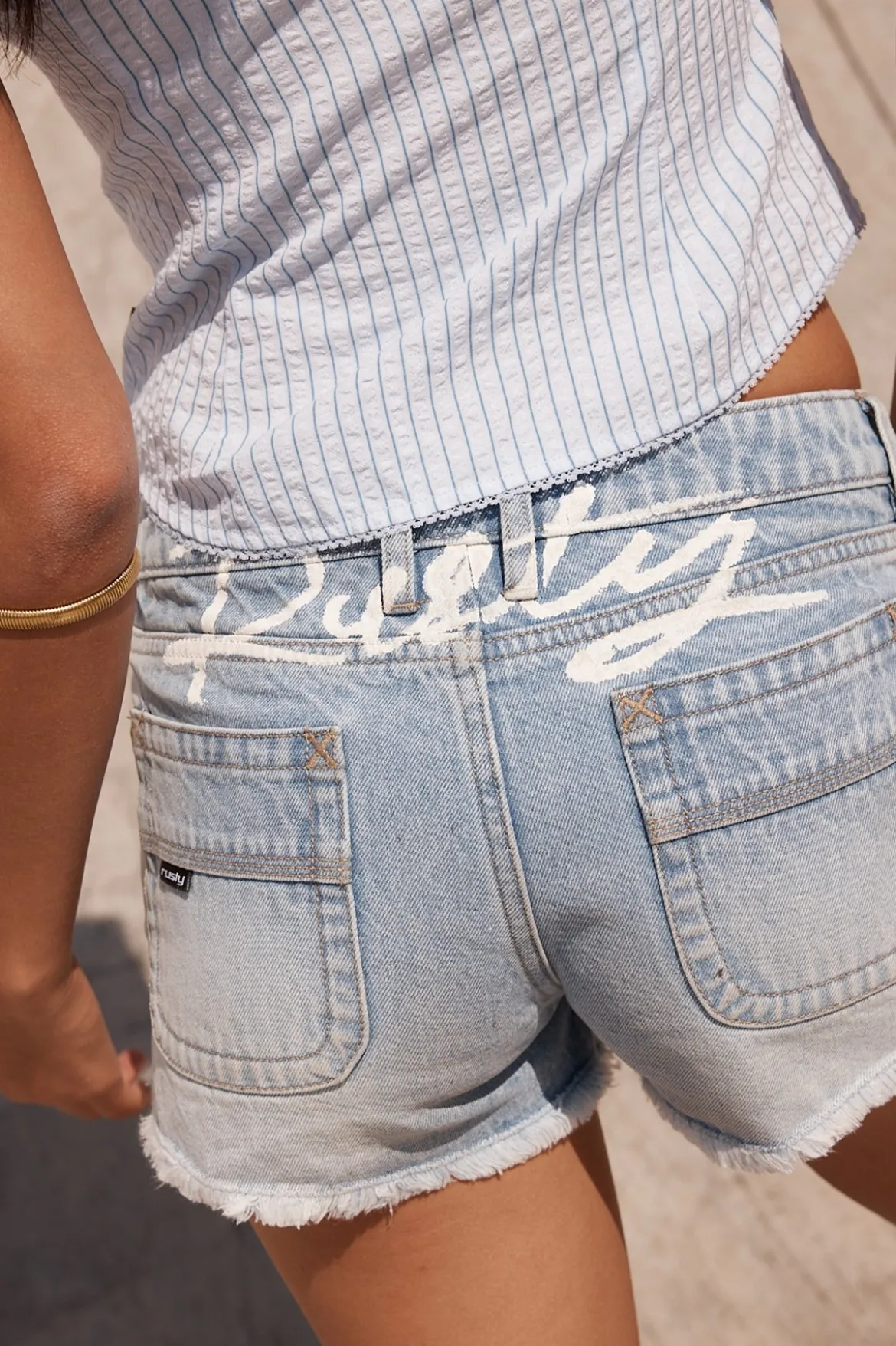 Ripper Low Rise Denim Shorts True Blue