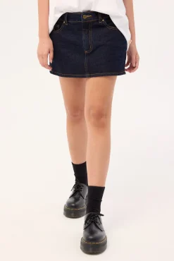 Risque Low Rise Denim Micro Skirt Raw Dawg