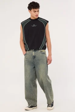 Rivet Cropped Muscle Tank Asphalt
