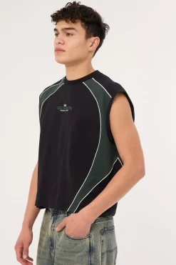 Rivet Cropped Muscle Tank Asphalt