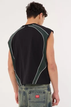 Rivet Cropped Muscle Tank Asphalt
