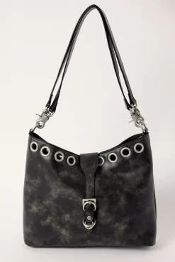 Rivet Large Slouch Bag Washed Black