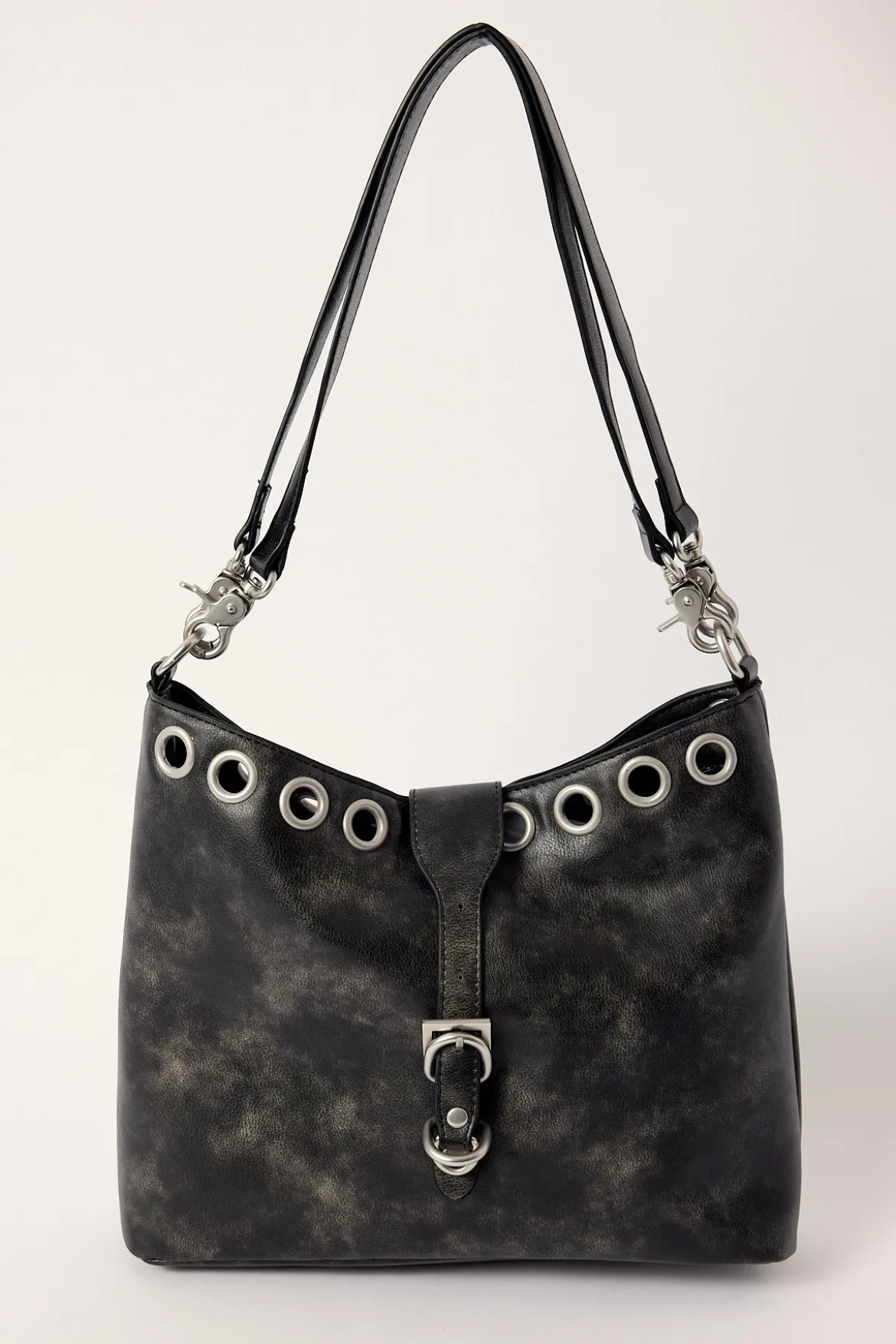 Rivet Large Slouch Bag Washed Black