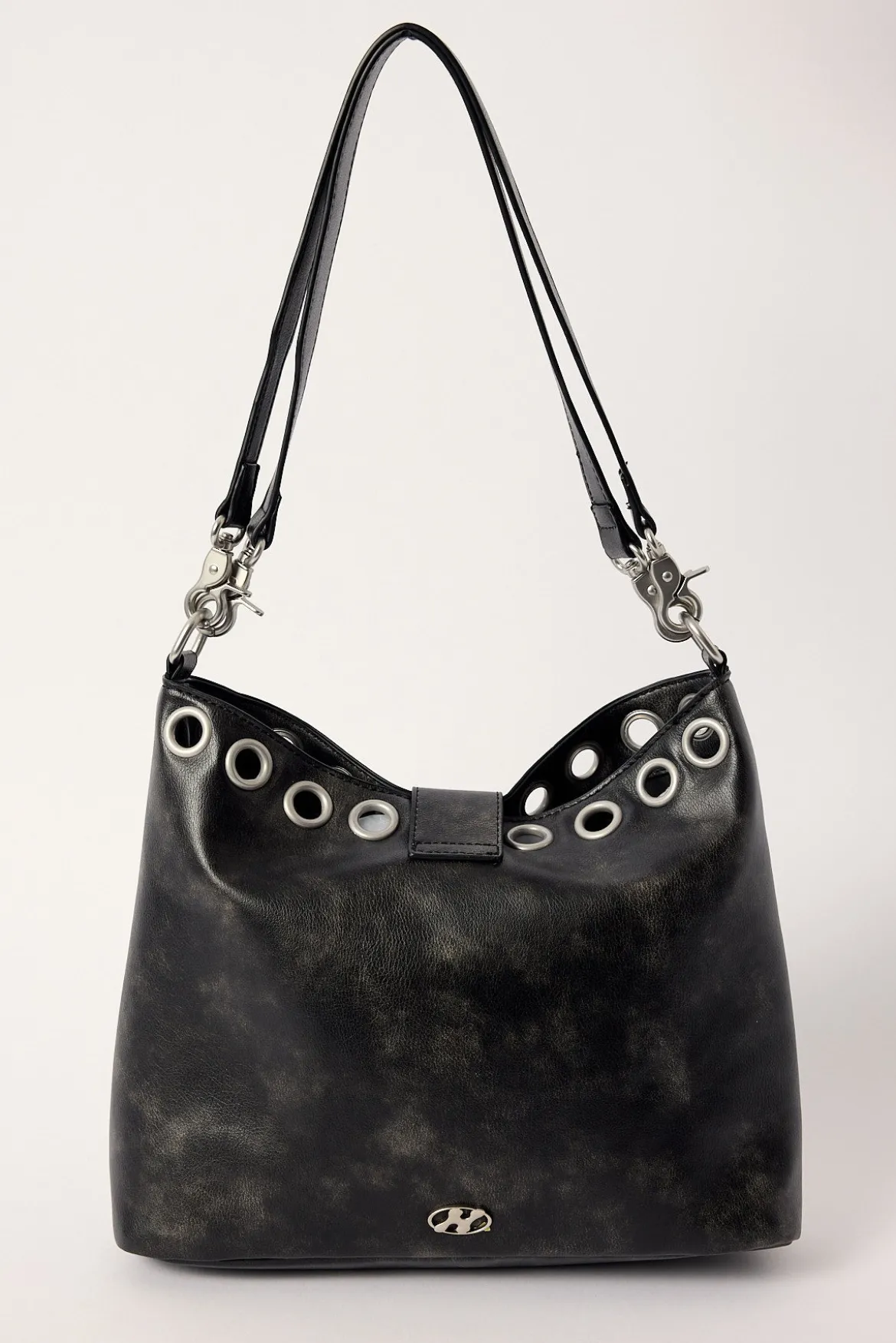 Rivet Large Slouch Bag Washed Black