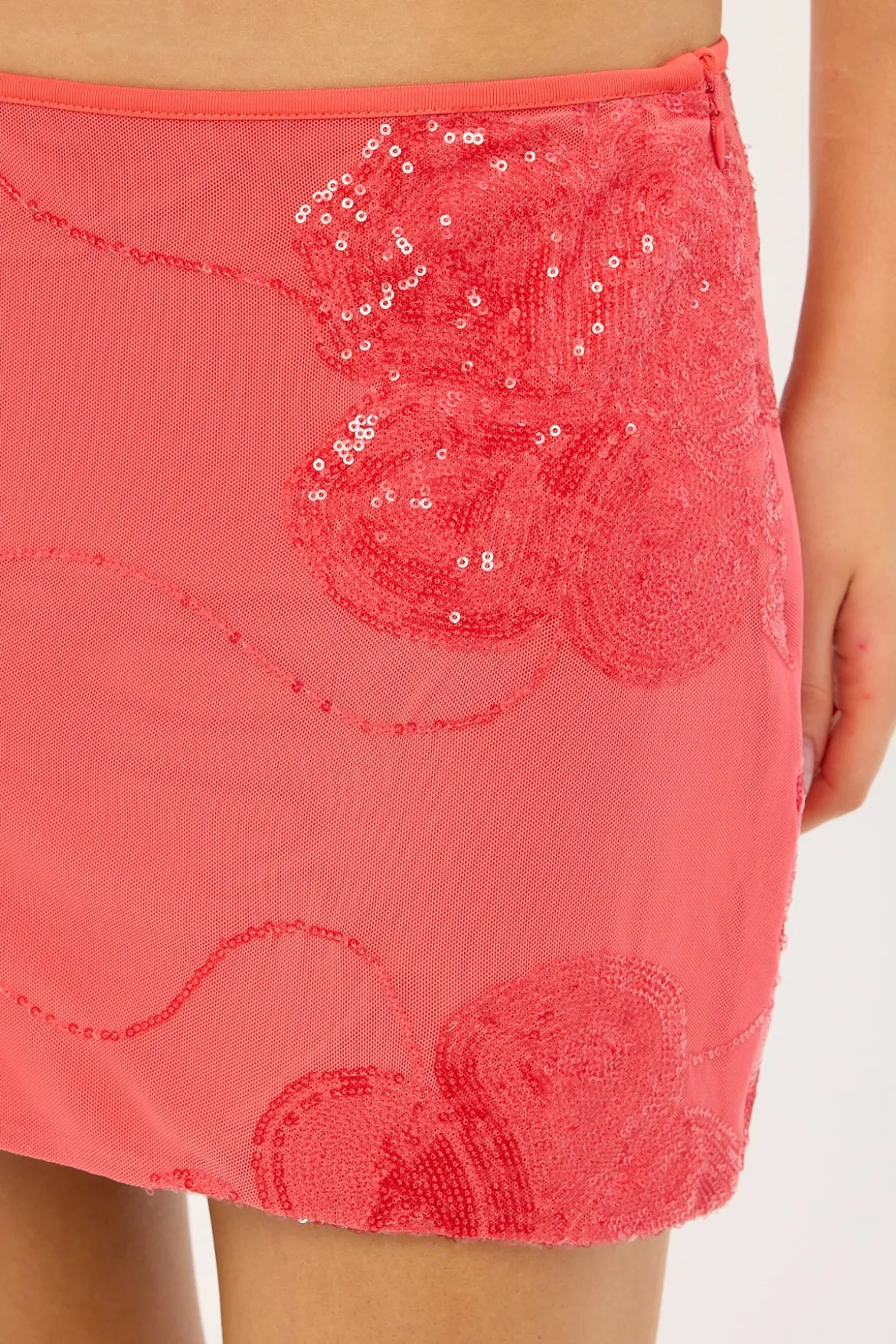 Riviera Sequin Mini Skirt Coral
